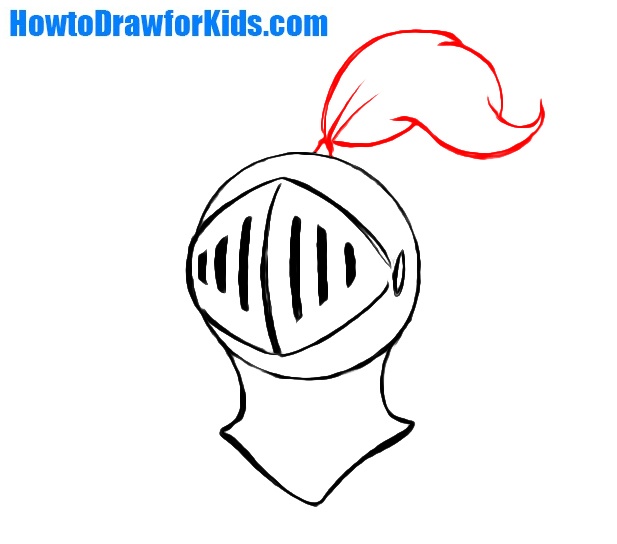 how to draw a knight helmet for children