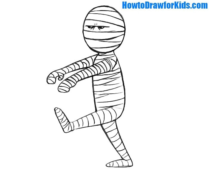 how to draw a mummy for beginners