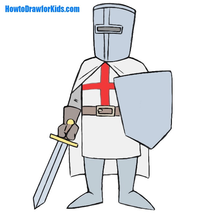 how to draw a crusader for kids