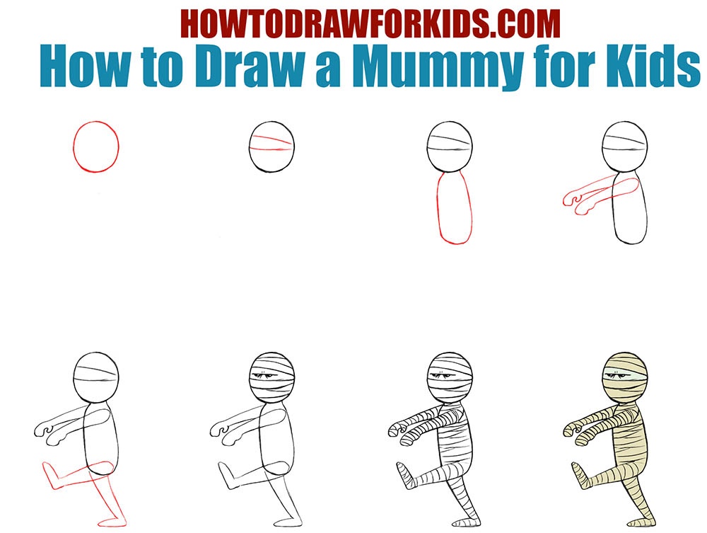 How to Draw a Mummy for Kids Easy Drawing Tutorial