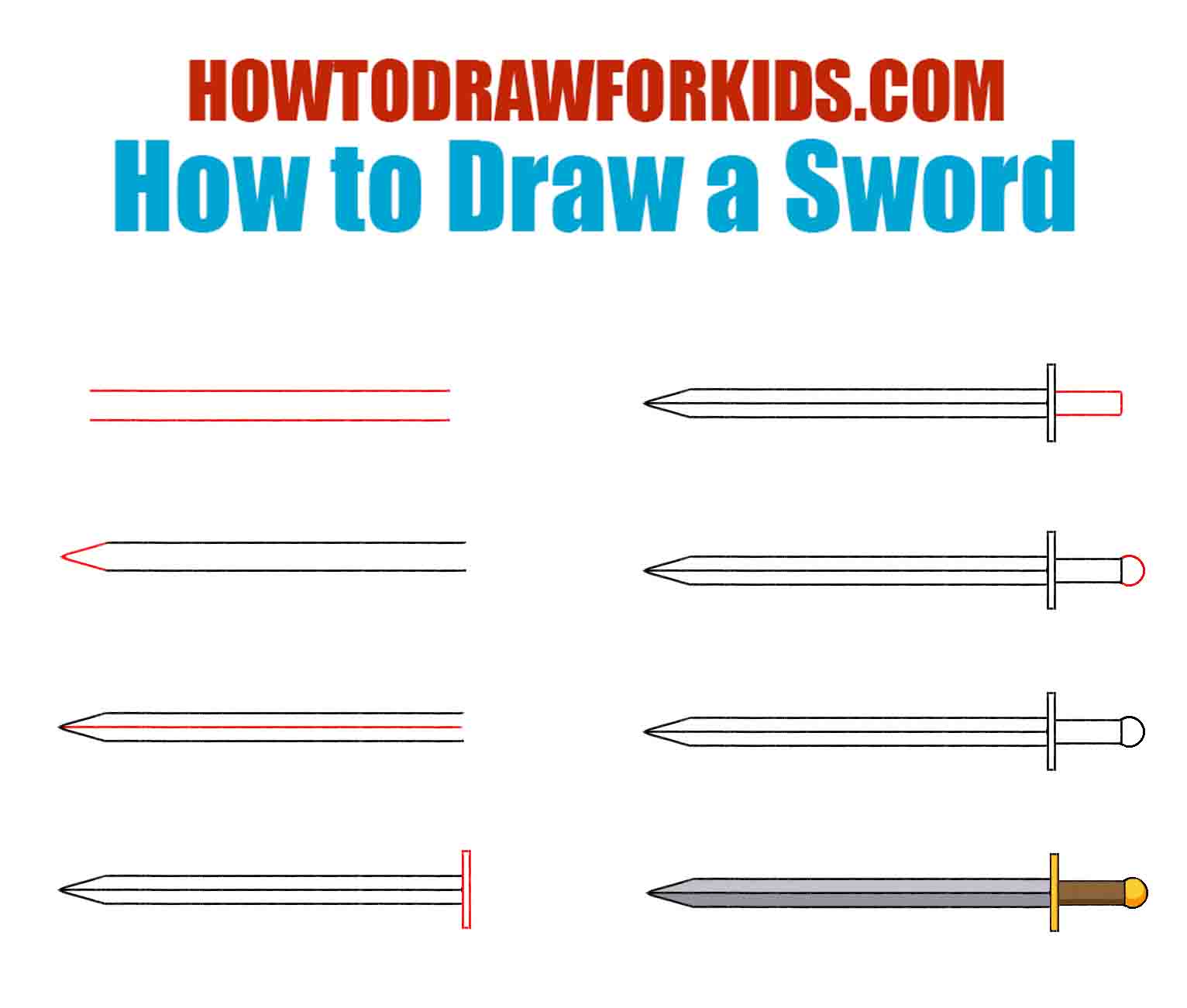 How to Draw a Sword for Beginners Very Easy Drawing Tutorial