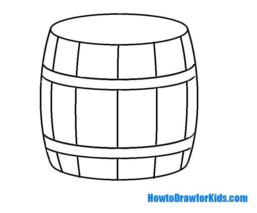 Draw the hoops on the barrel