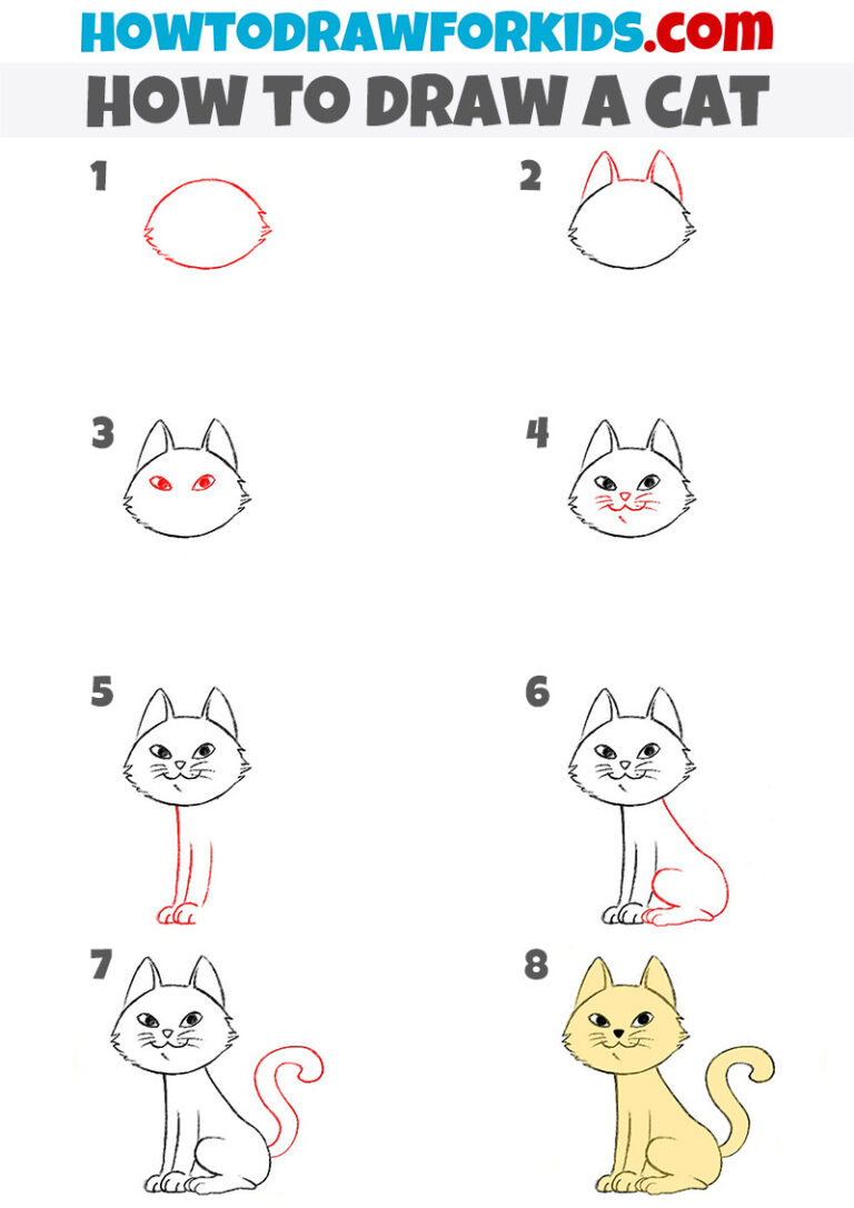 How to Draw a Cat - Easy Drawing Tutorial For Kids