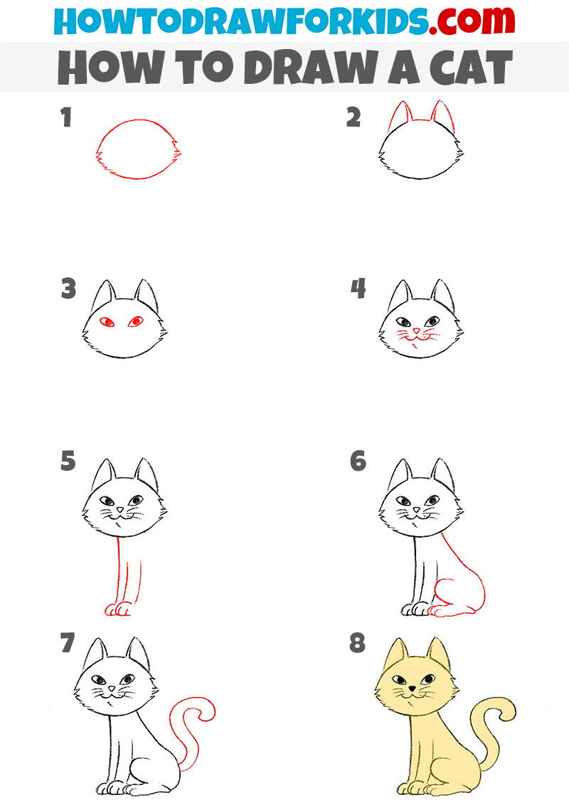 11 Easy Cat Drawings – How to Draw a Cat Step by Step - A Crafty Life