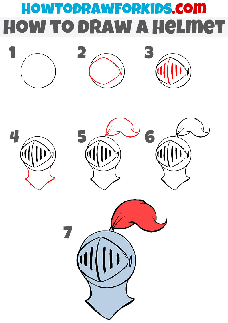 how to draw a helmet step by step