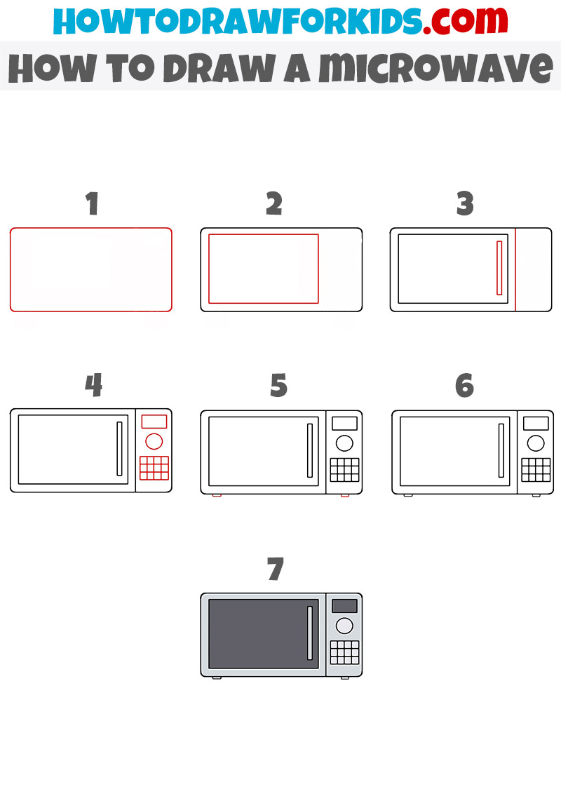 how to draw a microwave