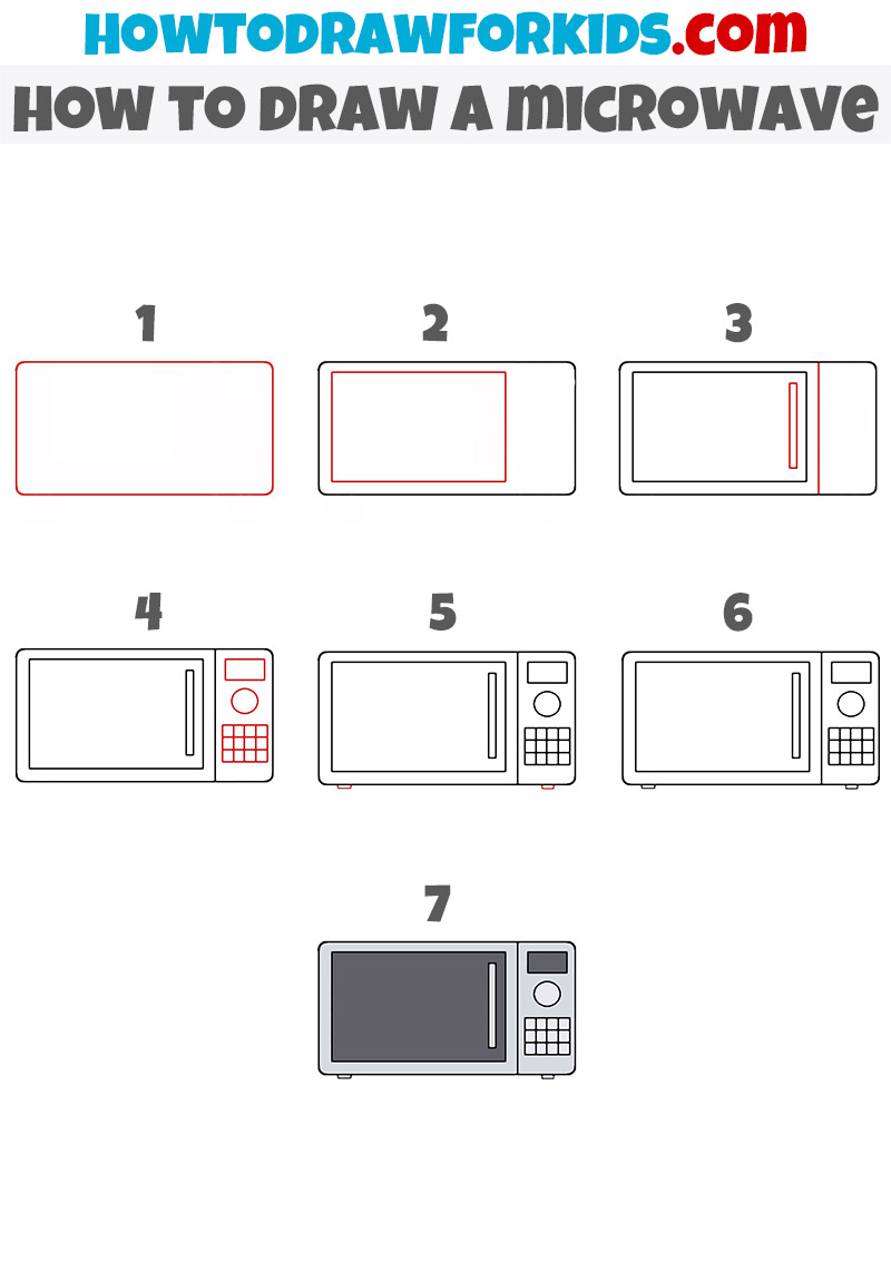 How to Draw a Microwave Easy Drawing Tutorial For Kids