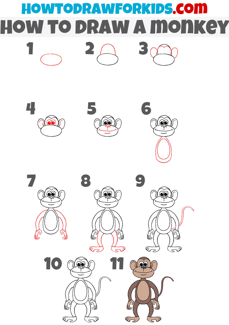 How to Draw a Funny Monkey Face