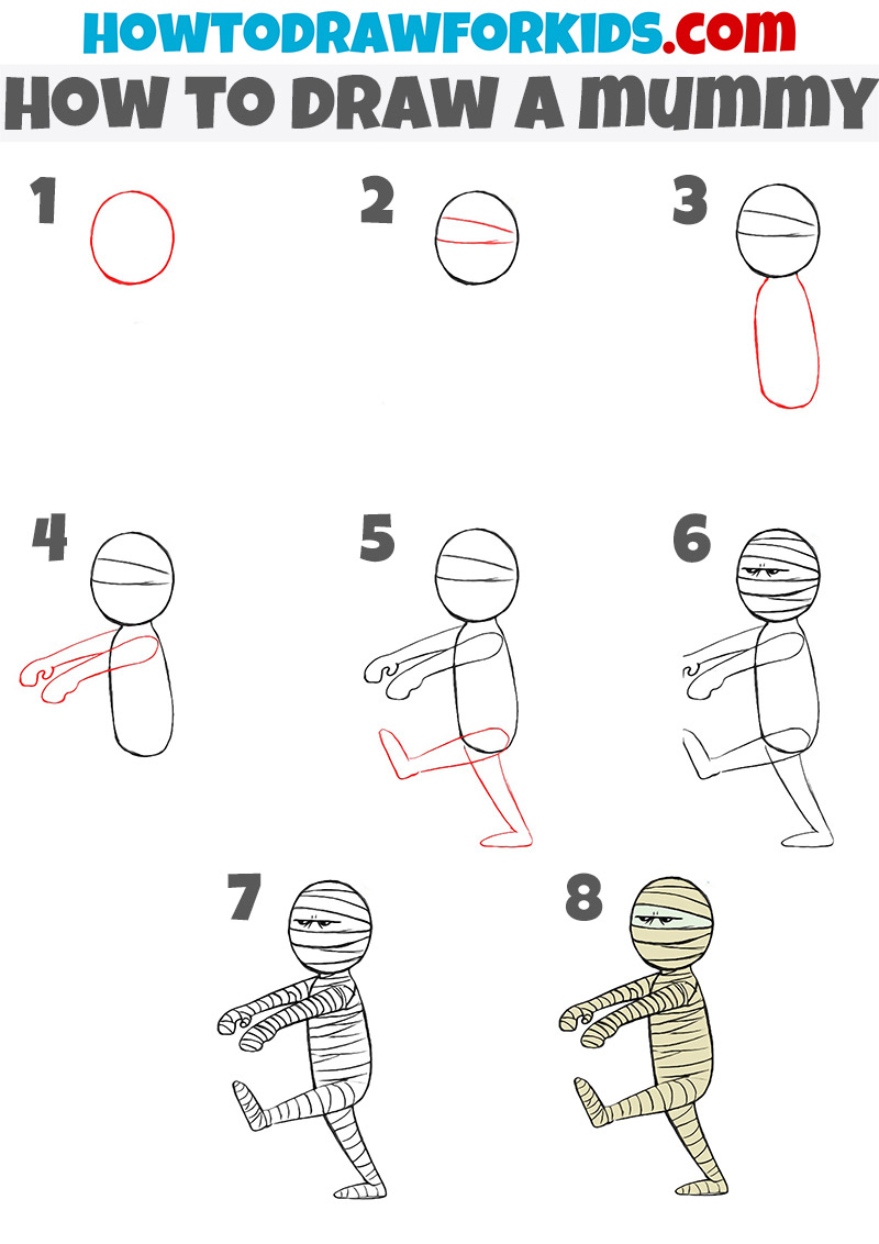 How to Draw a Mummy for Kids Easy Drawing Tutorial