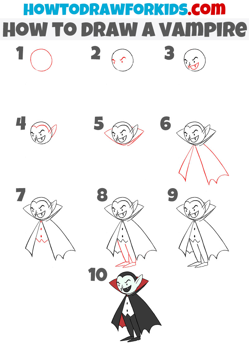 How To Draw A Vampire For Kids