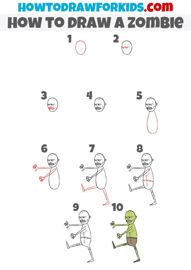 How To Draw A Zombie For Kids Easy Drawing Tutorial
