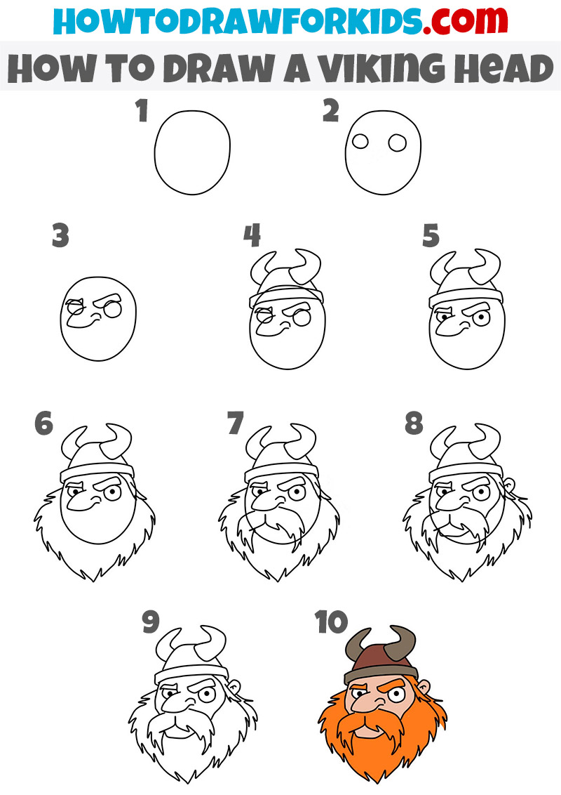 how to draw a viking head step by step