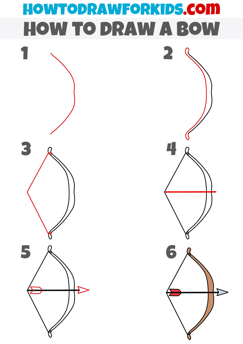 how to draw a bow step by step