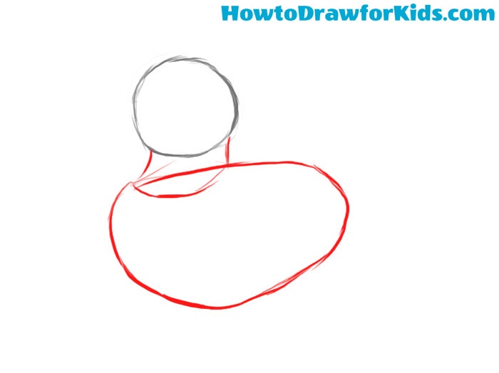 Draw the neck and torso