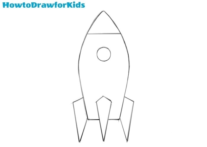 Easy How to Draw a Rocket Tutorial and Rocket Coloring Page