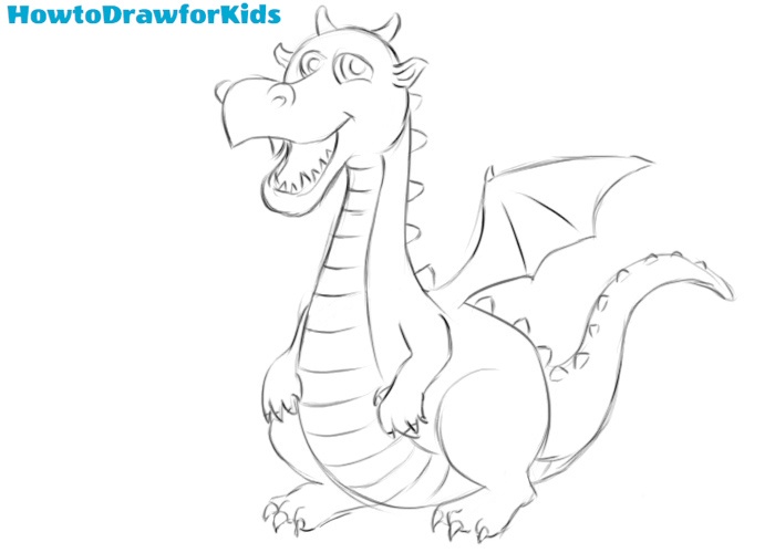 simple dragon outline for kids