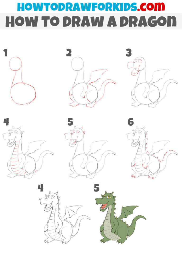 How to Draw a Dragon - Easy Drawing Tutorial For Kids