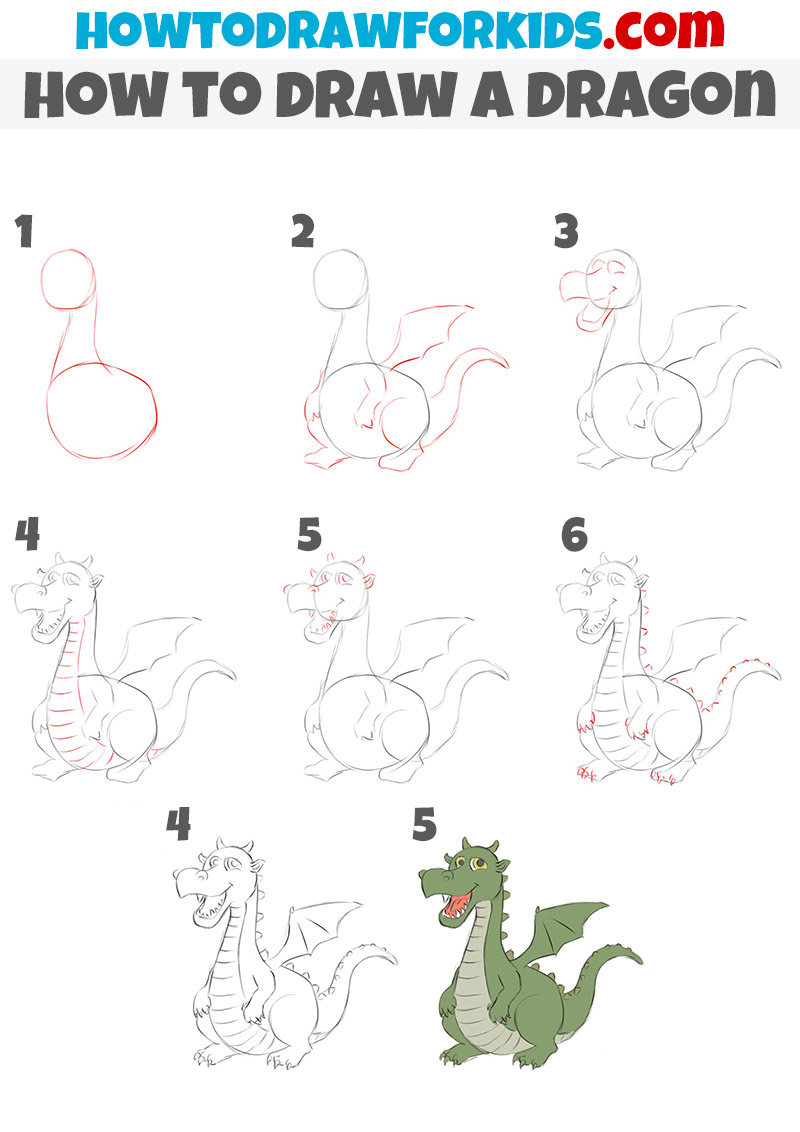 simple dragon outline for kids