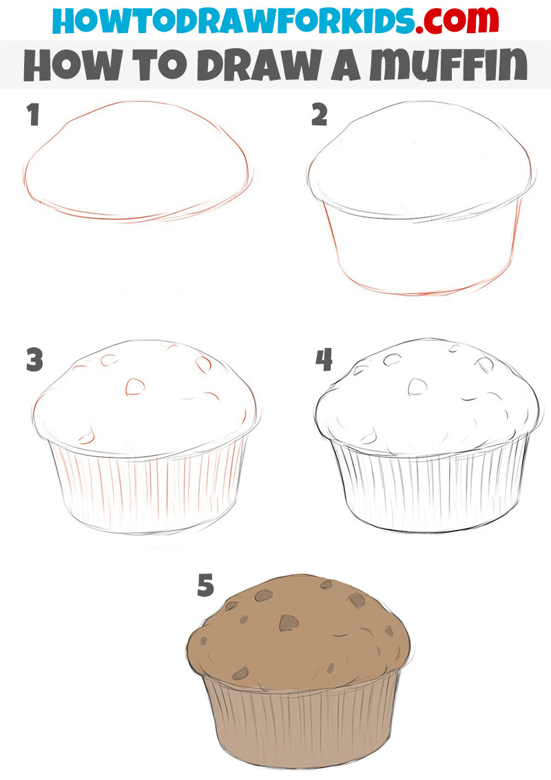 how to draw a muffin step by step