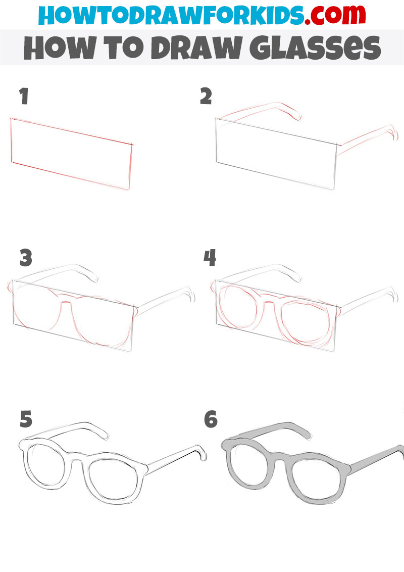 how to draw glasses step by step