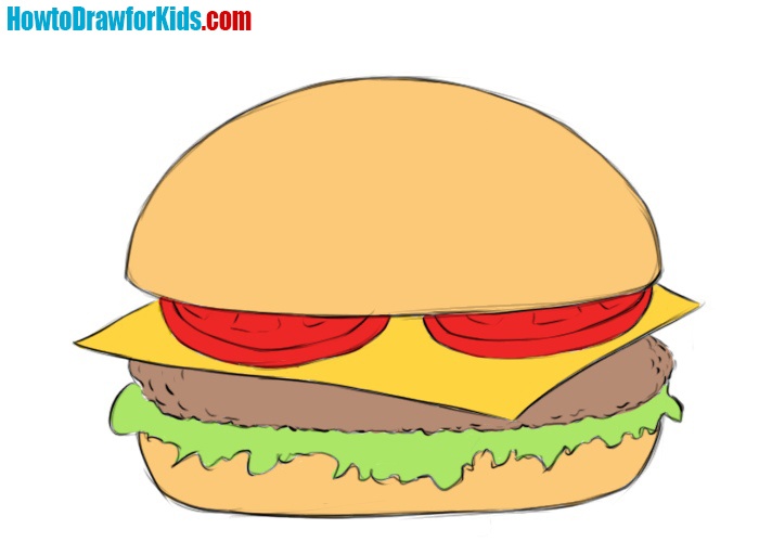 How to draw a burger for kids Easy Drawing Tutorial