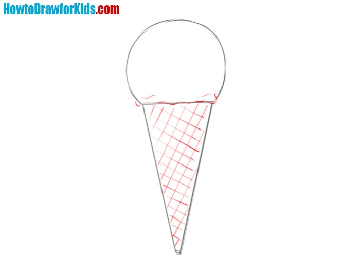 Draw an ice cream for kids step by step