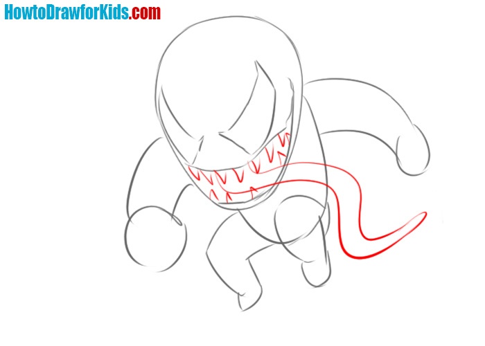Drawing venom’s tongue and teeth