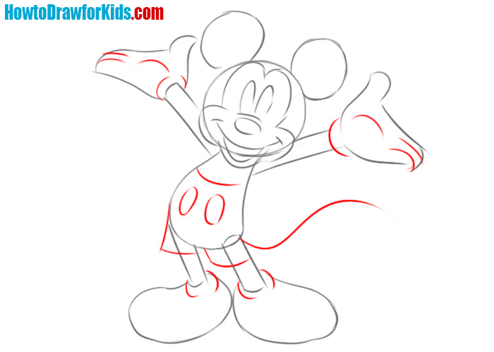 how to draw mickey mouse full body step by step for kids