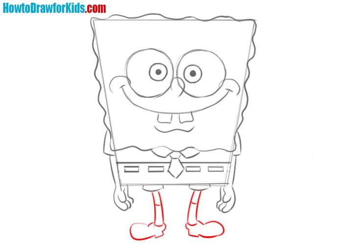 drawing the legs of Spongebob