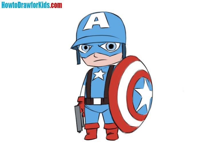 How to draw Captain America easy