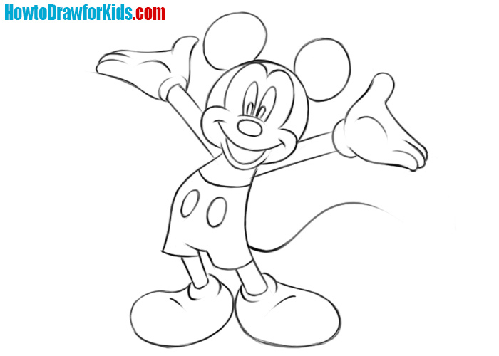 How to Draw Mickey Mouse Cute + Easy and Color with Crayola Markers -  YouTube | Mickey mouse drawings, Easy cartoon drawings, Cute easy drawings