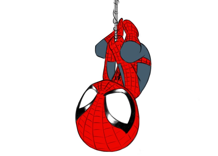 Download Spiderman Hanging By The Web On The Punch Hole Wallpaper |  Wallpapers.com