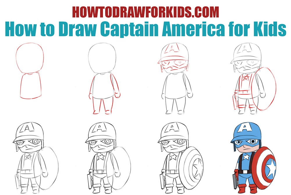 Captain America Drawing For Kids