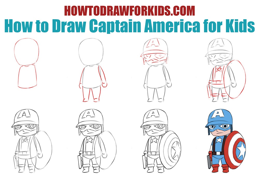 How to draw Captain America easy