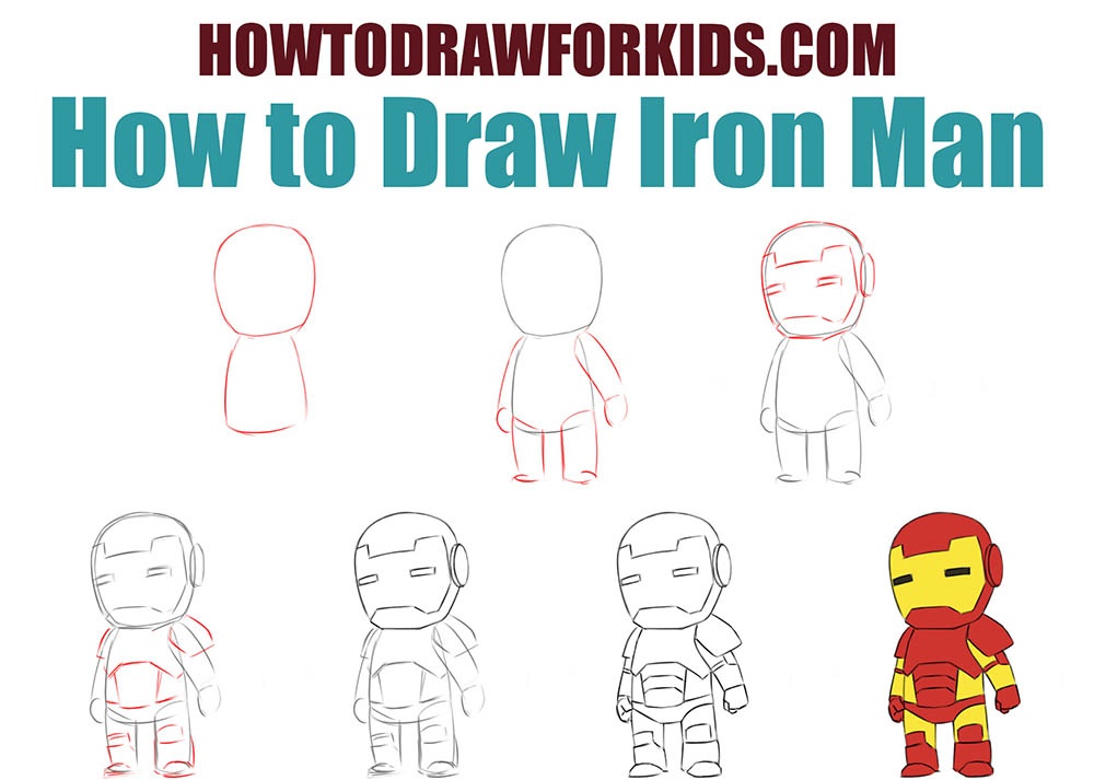 iron man drawings step by step