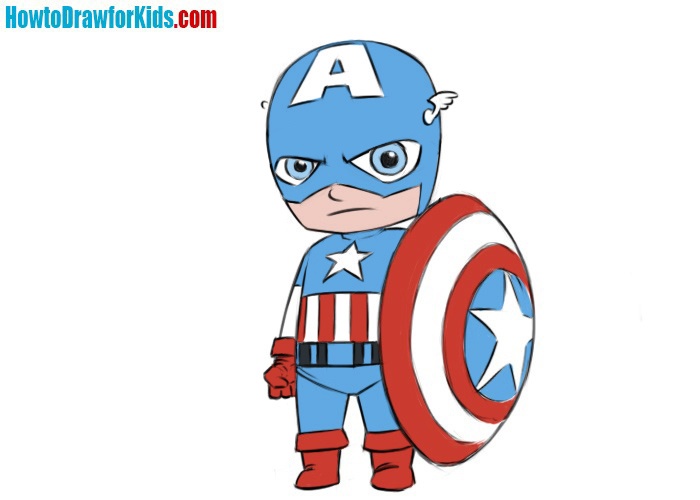 How to draw Captain America easy