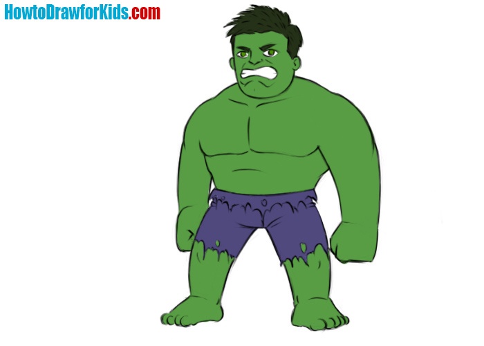 Color the drawing of Hulk
