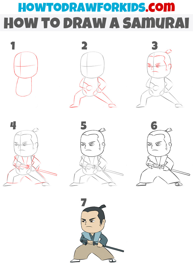 how to draw a samurai step by step