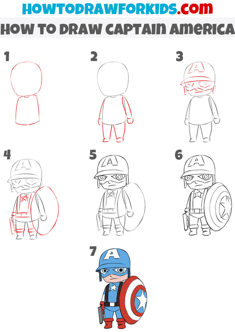 how to draw captain america step by step