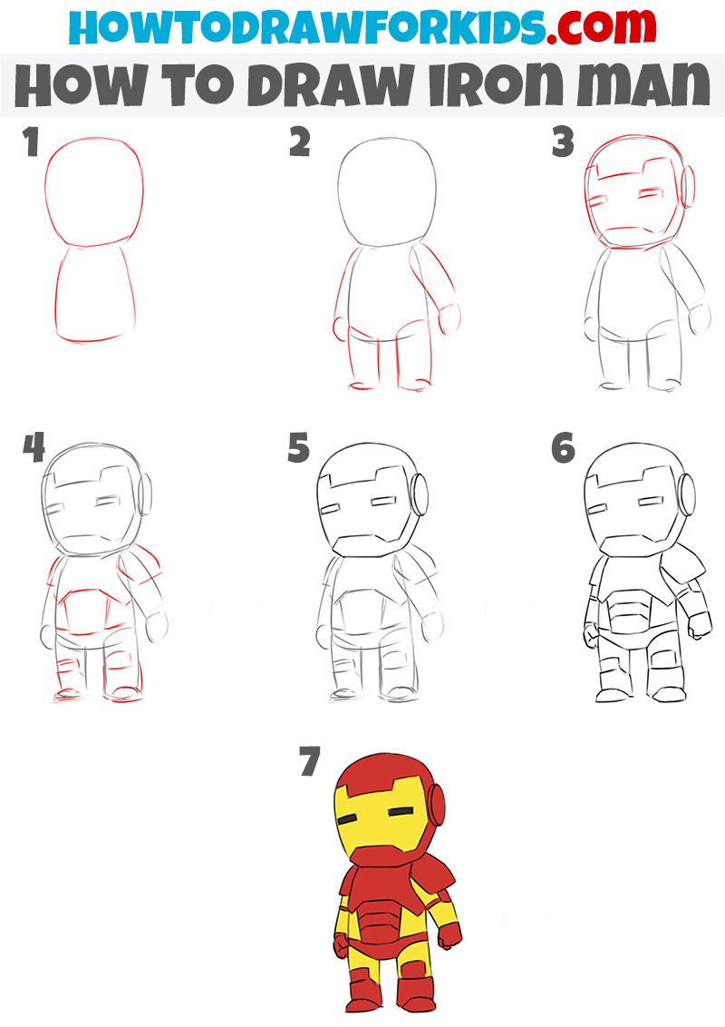 How to Draw Iron Man   Easy Drawing Tutorial For Kids