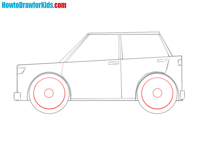 Draw the wheels in detail