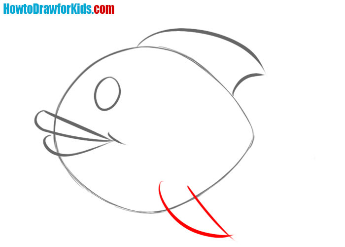 Add the outline of the lower fin