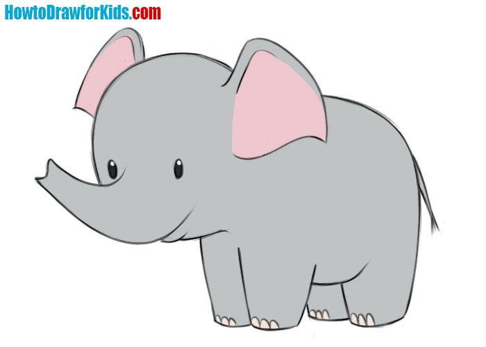 how to draw an elephant for kids
