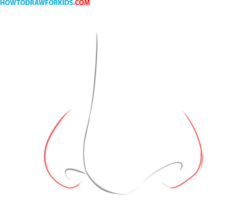 How to draw a nose - instruction on how to draw in pictures