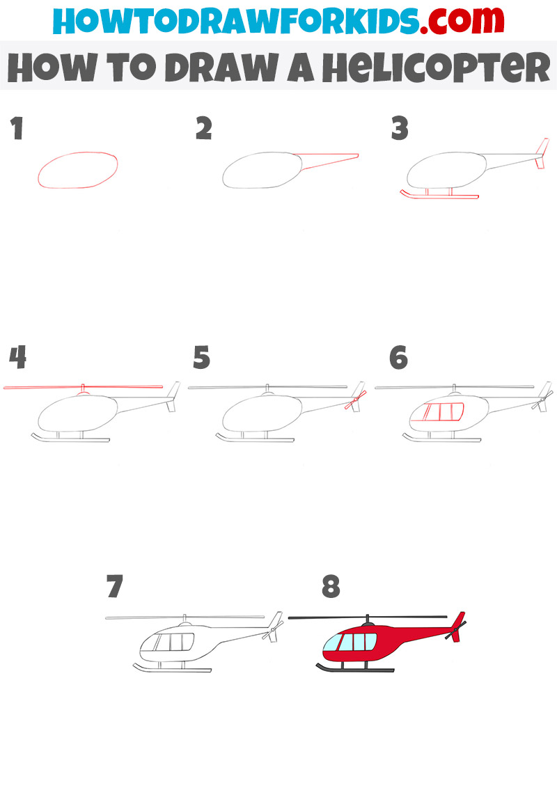 How to draw a Helicopter - Easy Drawing Tutorial For Kids