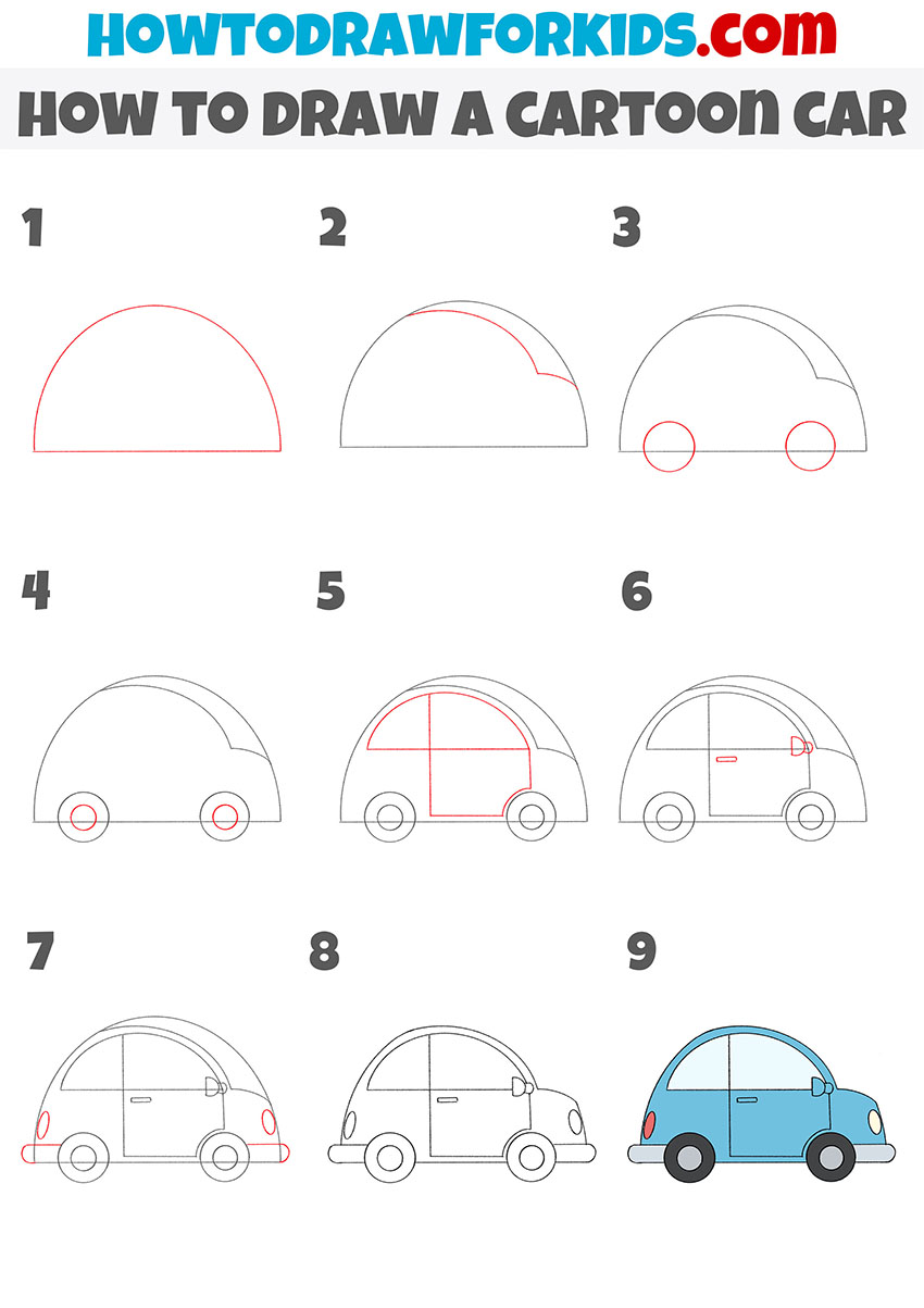 Cartoon car alternative drawing technique