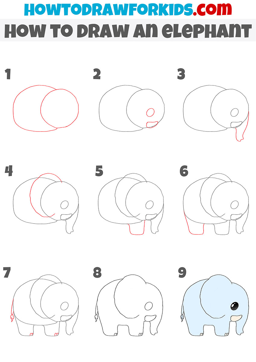 Cute elephant drawing tutorial