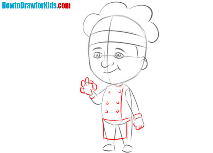 Draw the chef's clothes