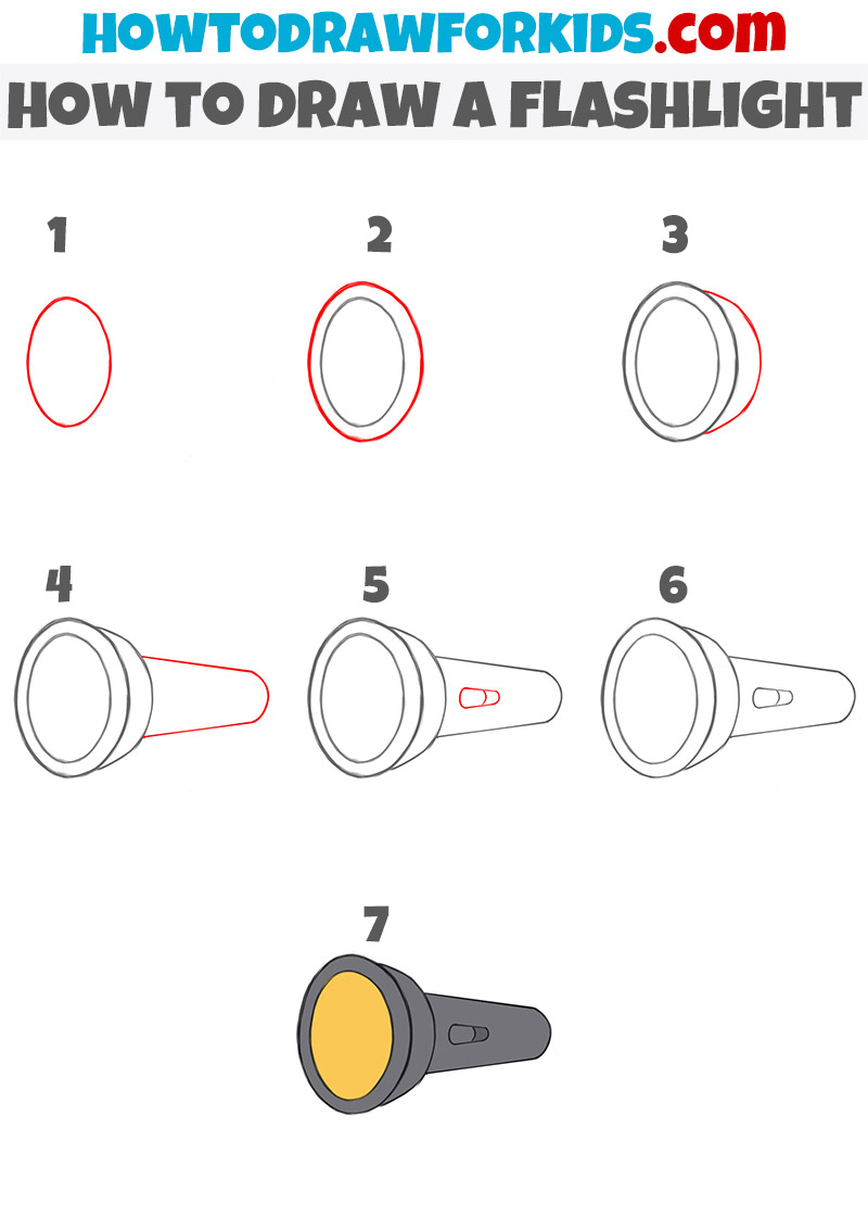 How to draw a flashlight step by step