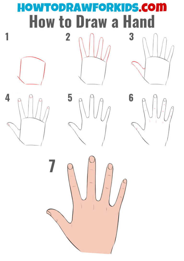 How To Draw A Hand Easy Drawing Tutorial For Kids   How To Draw A Hand Easy For Kids 768x1087 